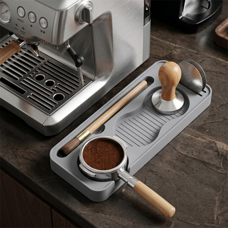 Coffee Equipment Distributor - Silikon-Espresso-Tampstation, rutschfeste Kaffeetamper-Unterlage, multifunktionale Kaffeewerkzeuge, Tamper-Verteiler,
