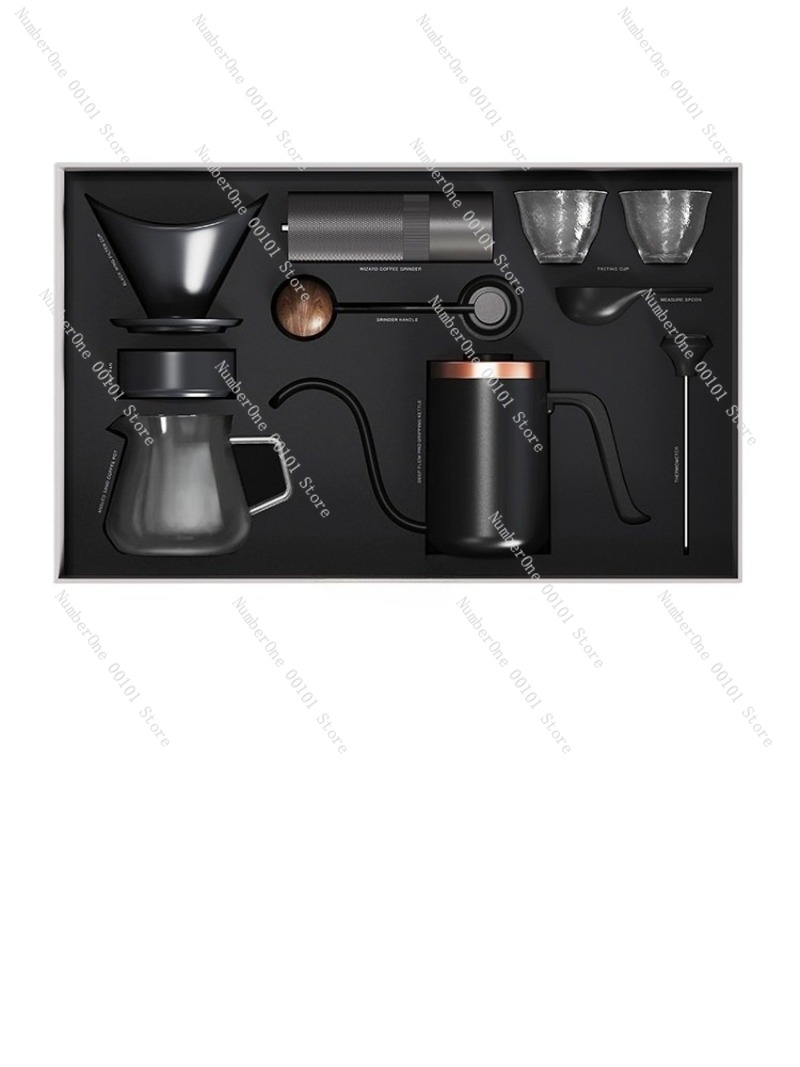 Coffee Equipment Filter - Manuelles Kaffeezubereitungs-Set Geschenkbox mit Mühle, Filter,