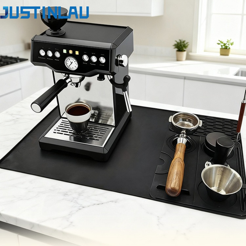 Coffee Equipment Distributor - JUSTINLAU 3-in-1 Kaffeematte mit Tamperunterlage Silikon-Kaffeemaschinenmatte
